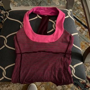 𝅺LULULEMON hot pink striped  Tank Top
